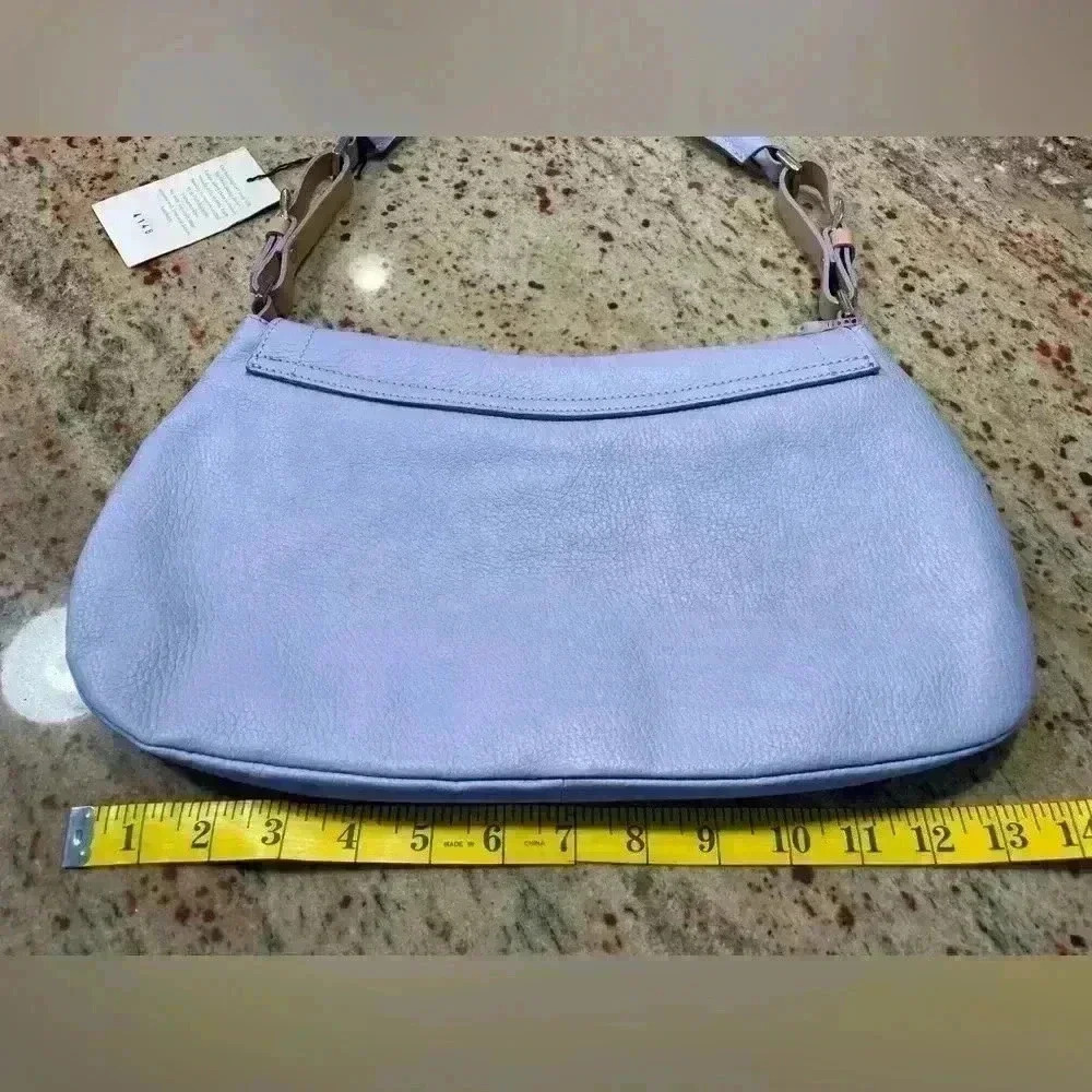 Claudia Firenze Purse Blue Medium Flap Camel Color Block 100% Leather NWT READ - Picture 12 of 16